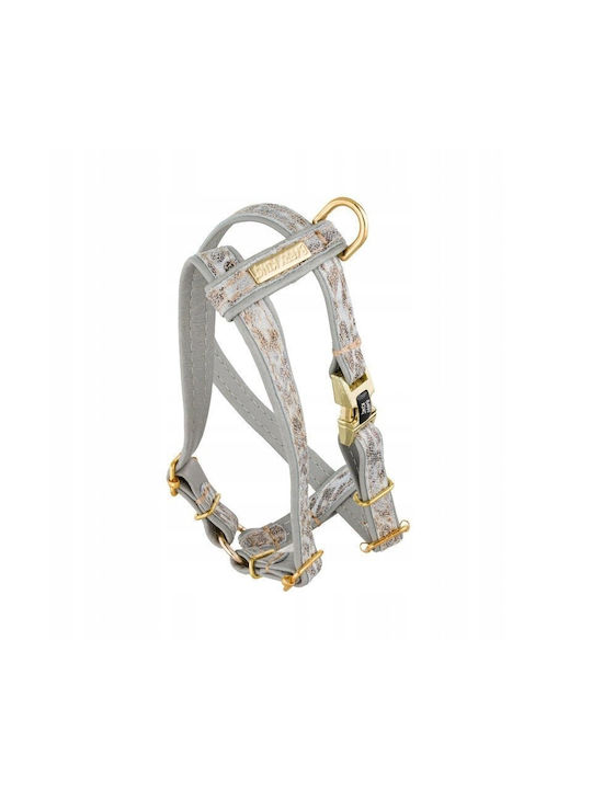 Dog Harness Wild Snow Leopard Gray Leather Brass M 16mm/neck Circumference 30-50cm Chest Circumference 40-70cm