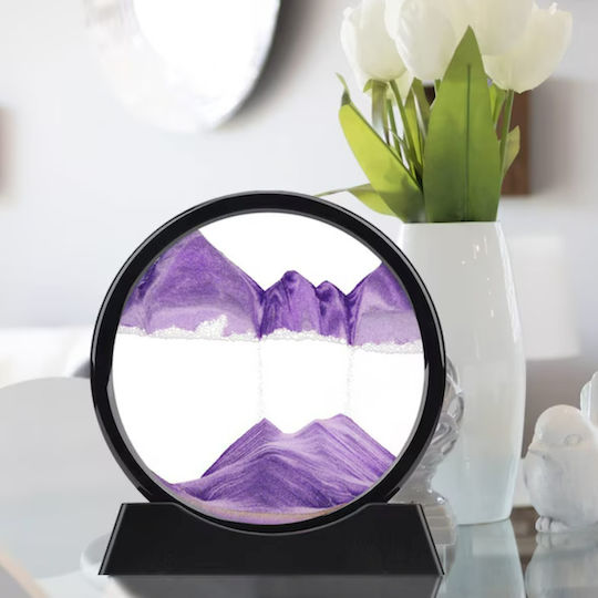 3d Decorative Table Ornament Moving Sand Hourglass Style Plastic Glass 18x19 Cm Purple