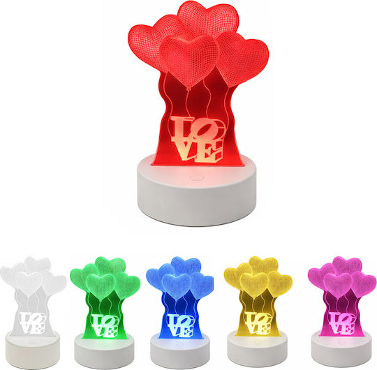 Led RGB 3D Herz Tischlampe Nachttisch Batteriebetrieb Usb Beleuchtung Weiß