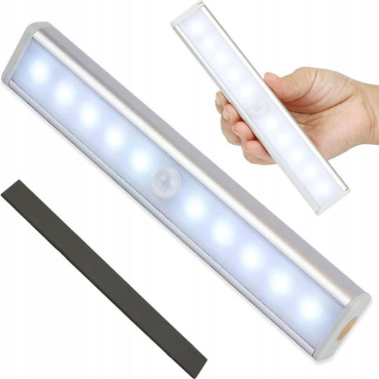 Lampă LED cu Senzor de Mișcare Amurg Lumină Rece Oprire Automată Montare Magnetică Adezivă Alimentată cu Baterii 19 x 3 x 1.5 cm