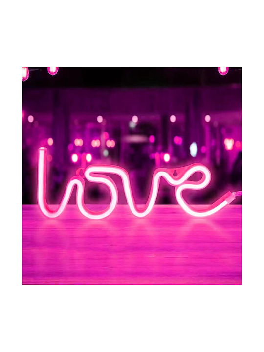 Led Decorative Lamp Neon Love Model Violet Light Battery Usb Cable Powered 34.5 X 13 Cm
