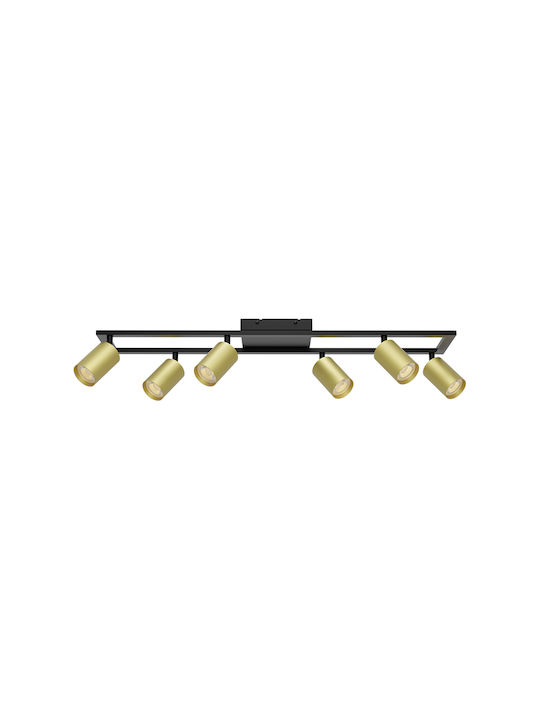 Braytron Spot with 6 Lights and GU10 Lamp Adapter in Black Colour