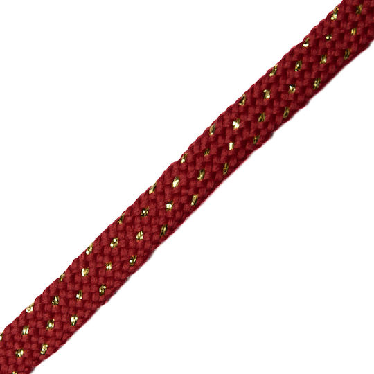Flat Lace Large Dashes Polyester Magenta Gold Lurex 1cm Meter