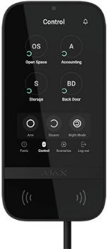 Ajax Systems Keypad Berührung Fibra Sicherheits-Zugangskontroll-Tastaturen mit Bildschirm in Schwarz Farbe 81719.226.BL1