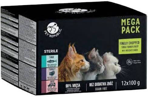 Pet Republic Nasses Katzenfutter in Beutel mit Kalb 12x100gr