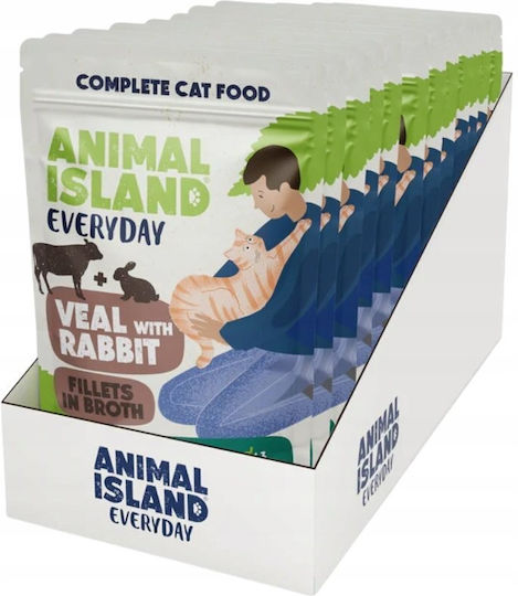 Animal Island Wet Cat Food in Pouches with Rabbit and Calf 12x85gr