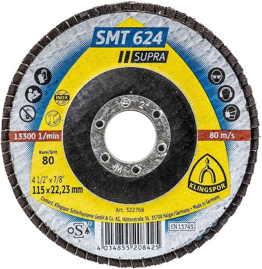 Klingspor Smt 624 Disc Lamelar Frontal Supra P80 115x22.23 Mm Ext 322768