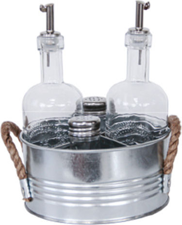 Set Ulei De Măsline Suport Metal Galvanizat 5 Piese Raki 350ml