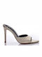 Leather Mules With High Heel In Gold Colour