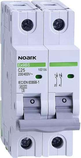 Automatic Circuit Breaker 2 Poles 10a 500v Dc Noark Gray 110085