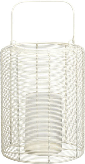 Metallic White Lantern 23x23x33cm