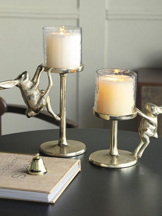 Artekko Metal Candle Holder in Gold Color 17.8x19x10.2 cm