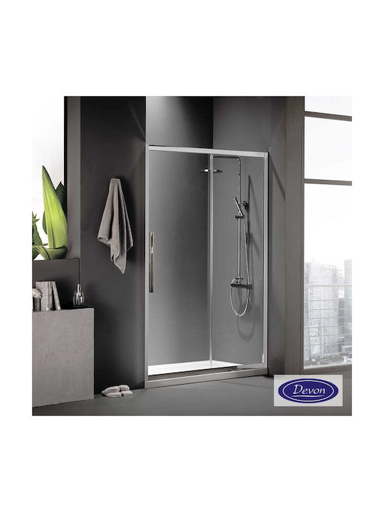 Devon Σταθερό Πλαϊνό Ντουζιέρας 117-121x195cm Clear Glass Chrome