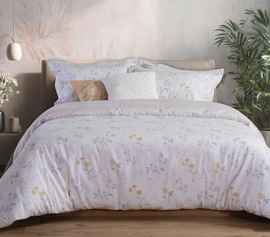 Nef-Nef Homeware Cotton Duvet Cover Set 240x230cm Super King Size With 2 Pillowcases Rozaria Ecru