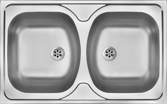 Deante Drop-In Inox Kitchen Sink Satin Finish with Faucet M80xP50cm Gray