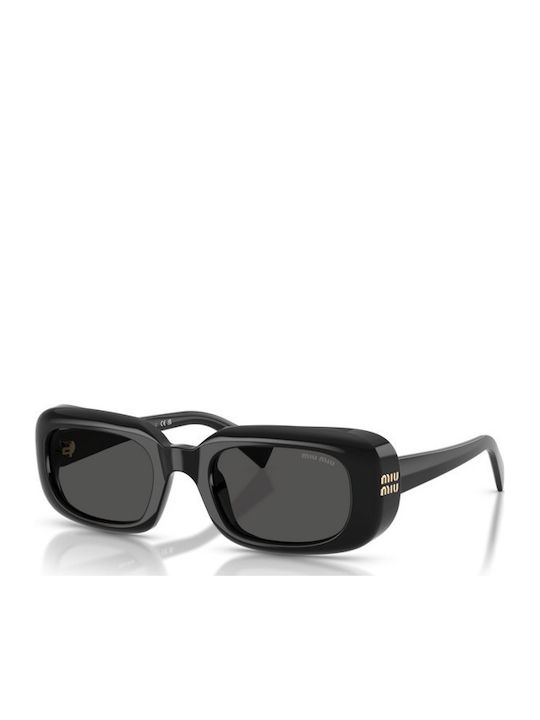 Miu Miu Unisex Sunglasses with Black Horn-Rimmed Frame and Black Lens