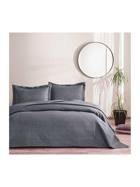 Tac Set Cuvertură King Size Din Poliester Antracit 250x260cm 3 Bucăți