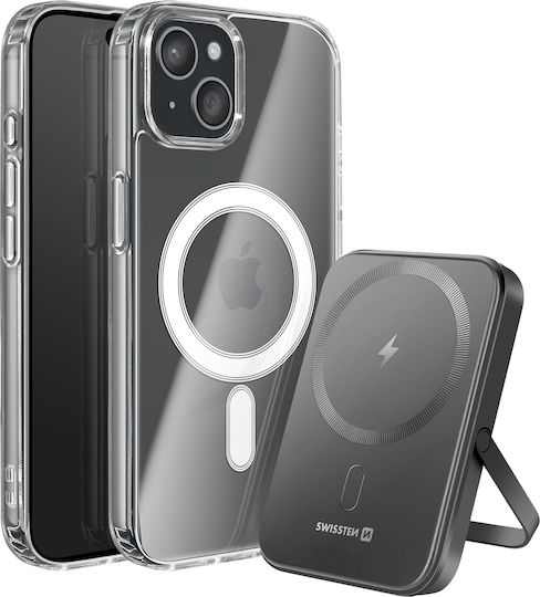 Swissten Magsafe Package Iphone 15 Bi-material Case 5000 Mah Powerbank Transparent