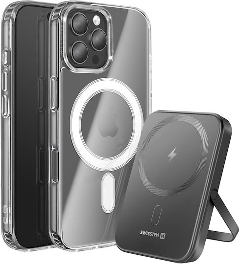 Swissten Калъф Bi-material За iPhone 16 Pro С Magsafe 5000 mAh Powerbank Прозрачен