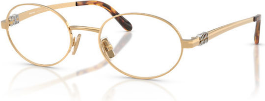 Miu Miu Metallischer Brillengestell Gold MU 50ZV 5AK1O1
