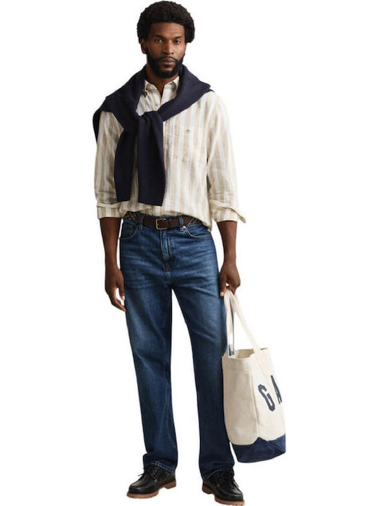 Gant Long Sleeve Linen Shirt in Regular Fit Str...