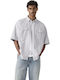 Short Sleeve Cotton Shirt Regular Fit Striped Black & White