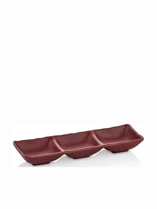 Raki Suporturi și Tavă Pentru Turn De Desert Triple 3 Locuri Din Porțelan Maro L26,5xL26,5xÎ26,5cm