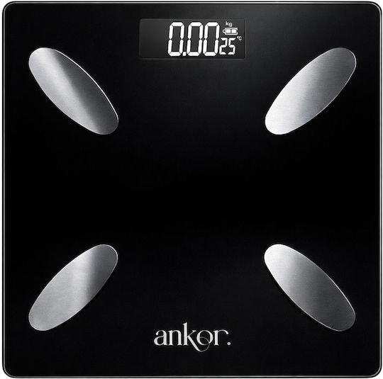 Ankor Smart Badezimmerwaage 180kg mit Körperfettmessung Bluetooth Schwarze 851904