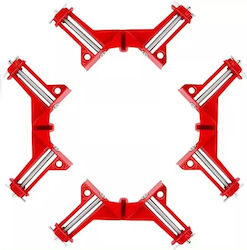 Set 4 Angled Clamps Carpentry Zola Metal 90-degree Angle 75x15 Mm Red