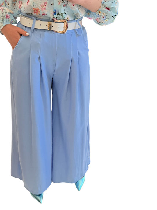 Women's High Rise Pantaloons with Rubber Band Light Blue