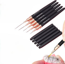 Set 5 Manicure Pedicure Brushes Zola Plastic Soft Bristles Creating Precise Designs Different Sizes Black