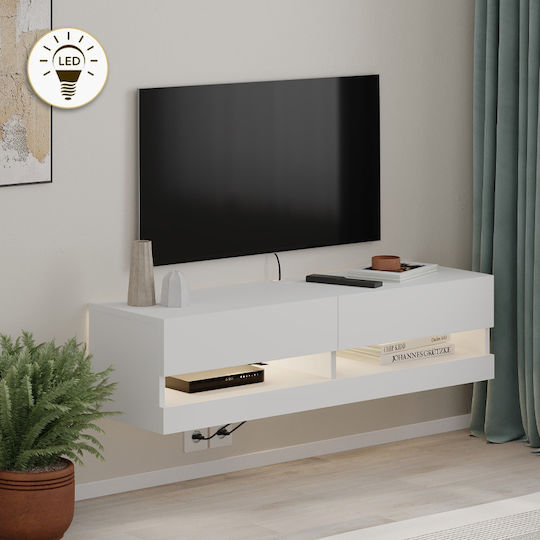 Moon Montat Pe Perete Cu Iluminare LED Alb 120x33.8x30cm