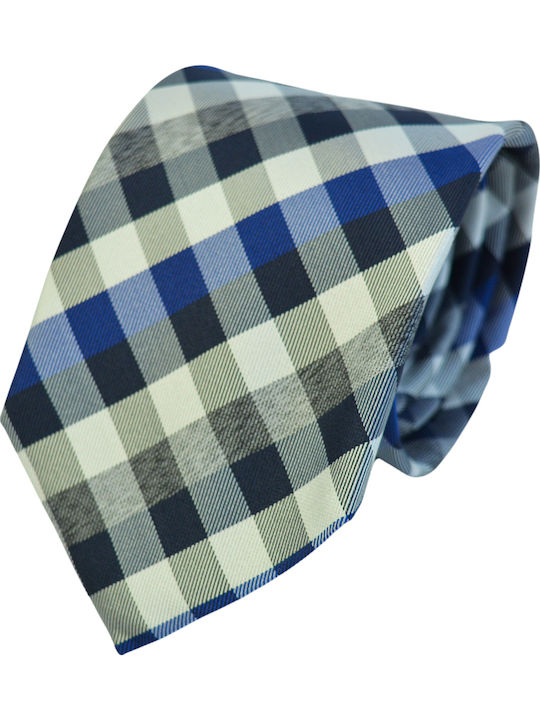 Makis Tselios Fashion Ανδρική Γραβάτα Μεταξωτή με Σχέδια σε Γκρι Χρώμα