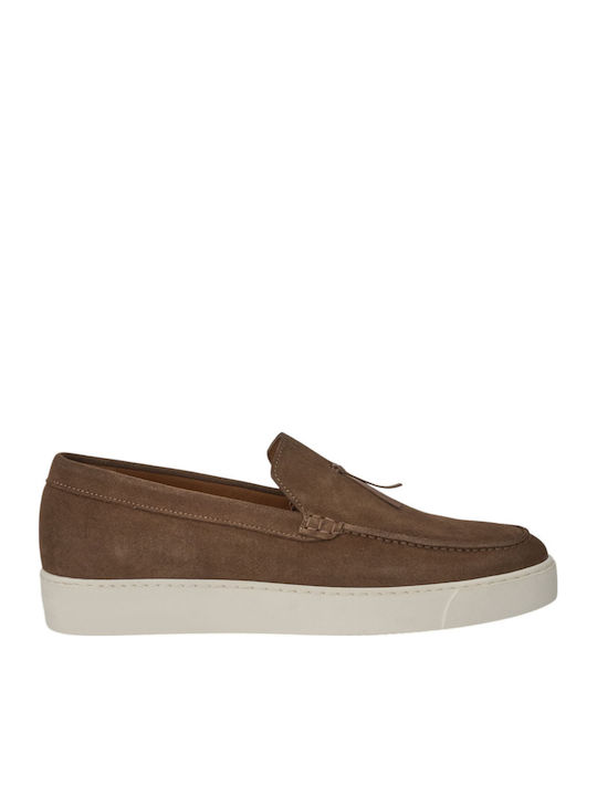 Perlamoda Leather Men's Loafers in Brown Colour