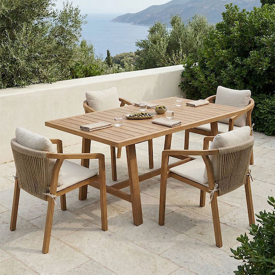 Garten- und Outdoor-Möbelsets 5 Stück Natur mit Kissen Garten- und Outdoor-Möbelsets 5 Stück Natur mit Kissen