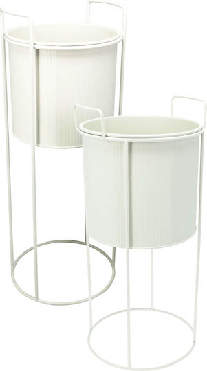 Set 2 Metallische Pflanzgefäße Weiß Set 2 Metallische Pflanzgefäße Weiß