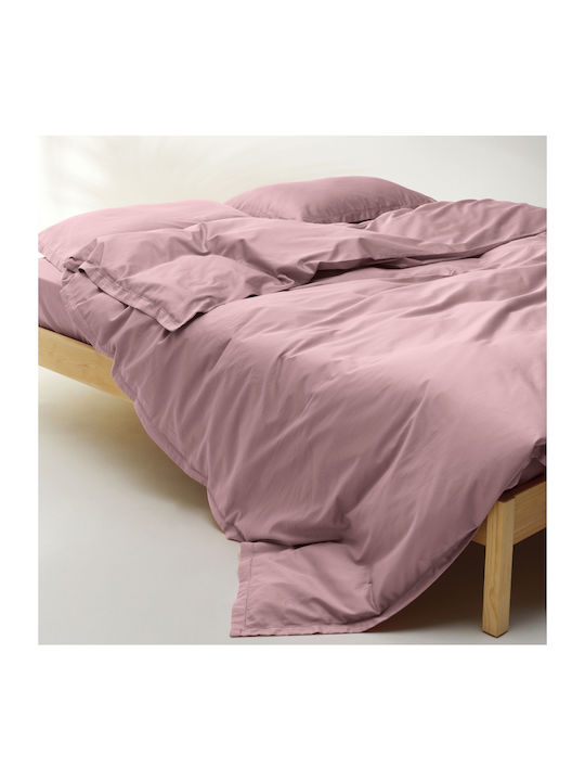 Kentia Cotton Satin Duvet Cover Set 220x240cm Double with 2 Pillowcases Opulence Pink