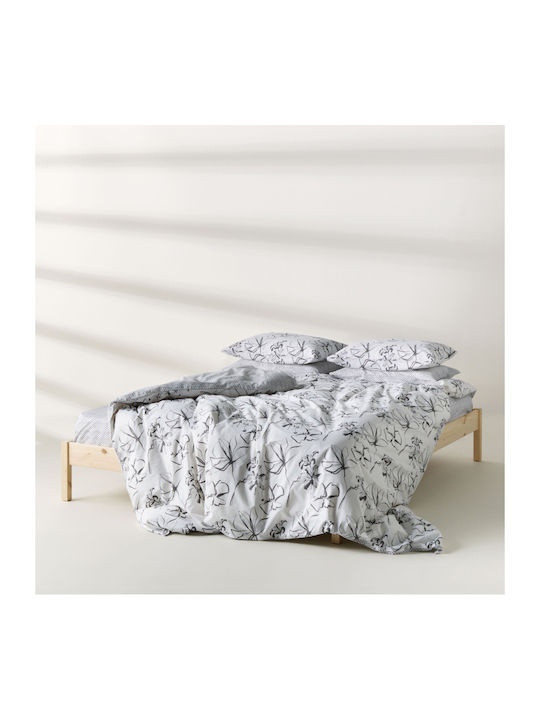Kentia Σετ Παπλωματοθήκη Βαμβακερή 225x245cm Υπέρδιπλη με 2 Μαξιλαροθήκες Λευκή