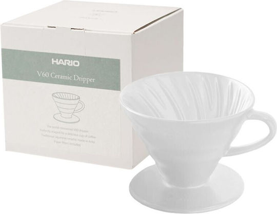 Hario V60 02 Dripper Ceramică Bloom Series Alb