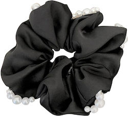 Avizar Classic Scrunchie Hair In Pearl Satin Glamor Black Black