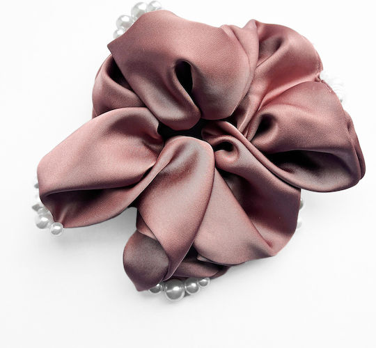 Avizar Classic Scrunchie Hair In Pearl Satin Glamor Pink Pink