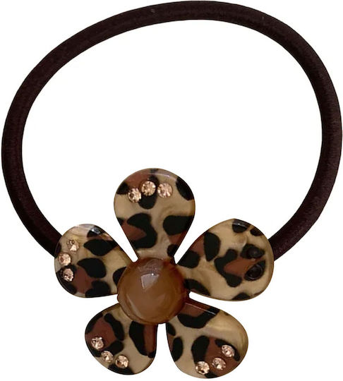 Avizar Casual Elastic Nacreous Flower Hair Contemporary Leopard Pattern Brown Beige