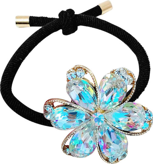 Avizar Casual Haargummis Weiß Verfeinert Rhinestone Glänzende Blumen Haargummi Weiß