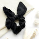 Avizar Scrunchie Short Scarf Hair In Satin Butterfly Elegant Black Black