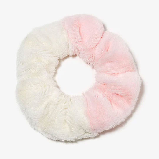 Avizar Ластик За Коса Scrunchie От Минки Плюш Двоен Мек Розово Бяло Бяло Розово