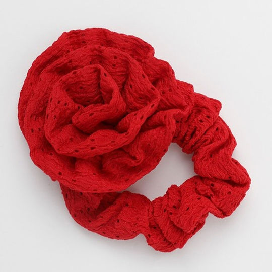 Avizar 3d Pink Scrunchy Vintage Rotes Besticktes Offenes Tüll Haargummi