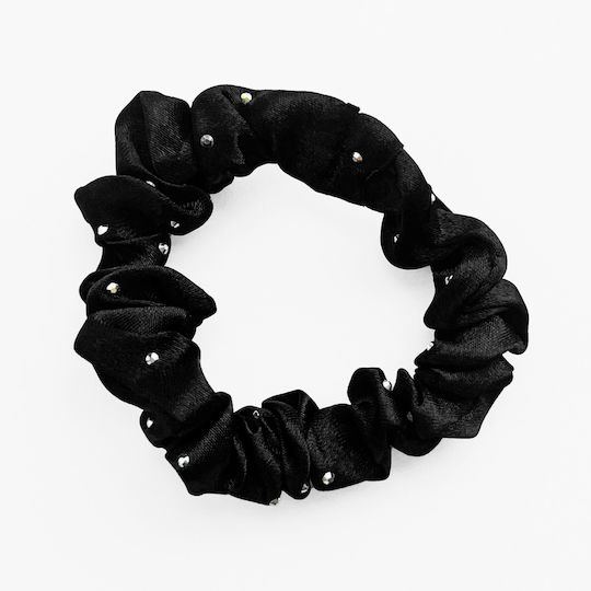 Avizar Klassischer Haargummi Aus Samt Geknöpft Diamant Chic Schwarz Schwarz