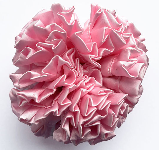 Avizar Scrunchie Maxi Pentru Păr Din Satin Neted Casual Roz Pudrat Roz
