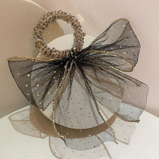 Avizar Scrunchie Chic Hair In Pearls Imperial Raffin Knot Black