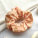 Avizar Classic Scrunchie Hair In Soft Fabric Flowered Delicate Orange Orange